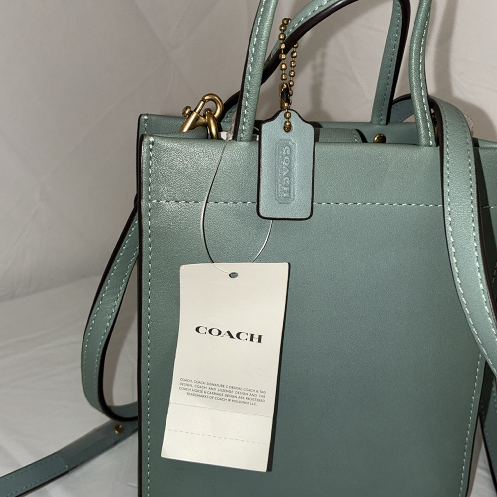 Coach Small Leather Satchel in Seafoam Green with Gold Hardware - Picture 2 of 11